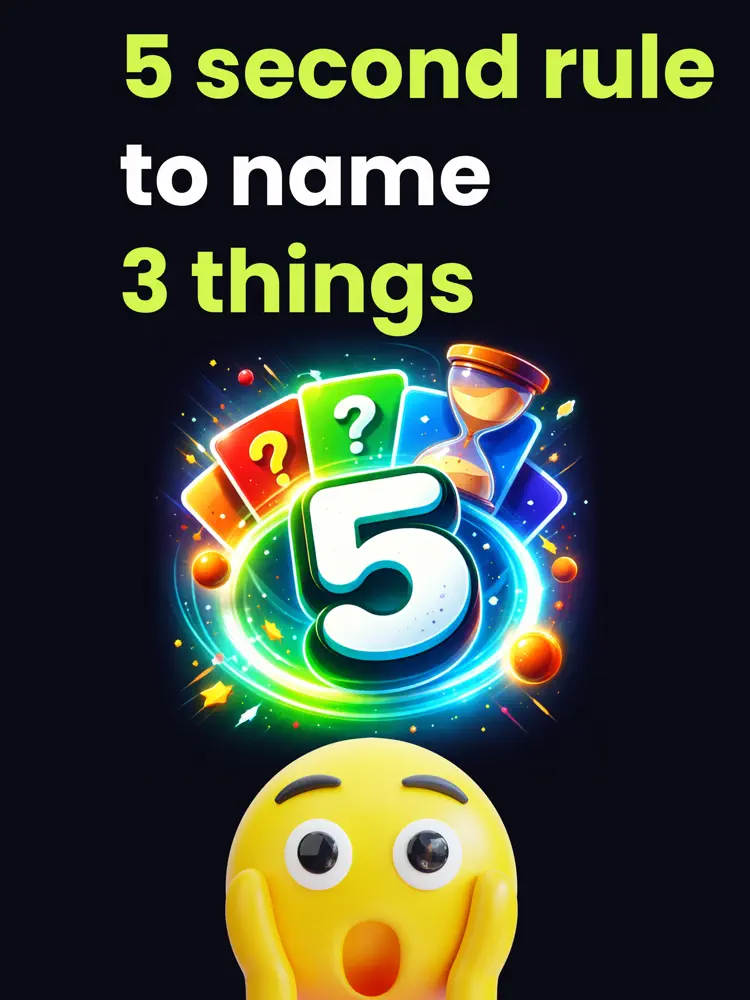 5 second rule to name 3 things saved results and sharing options