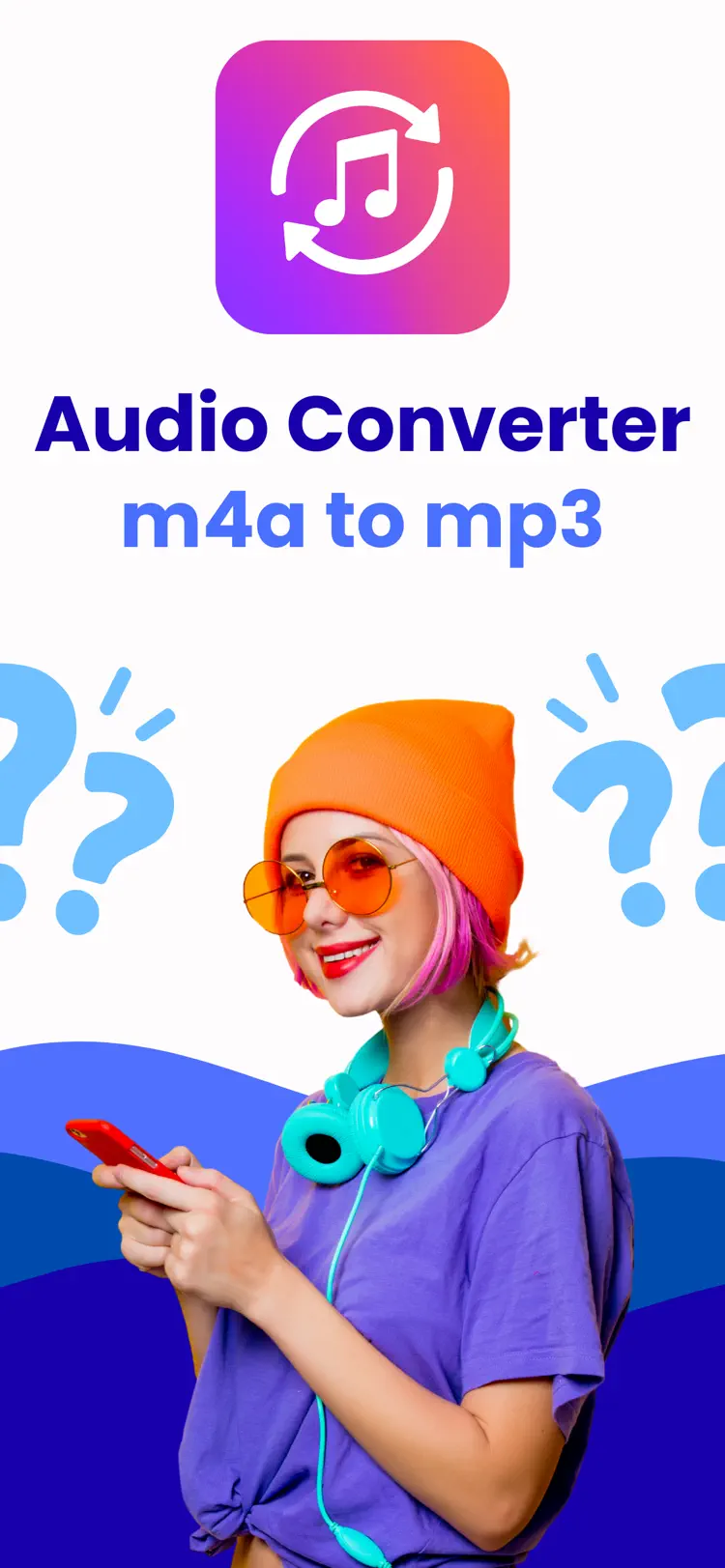 Audio Converter - m4a to mp3 iPhone app screen for convert audio and media files