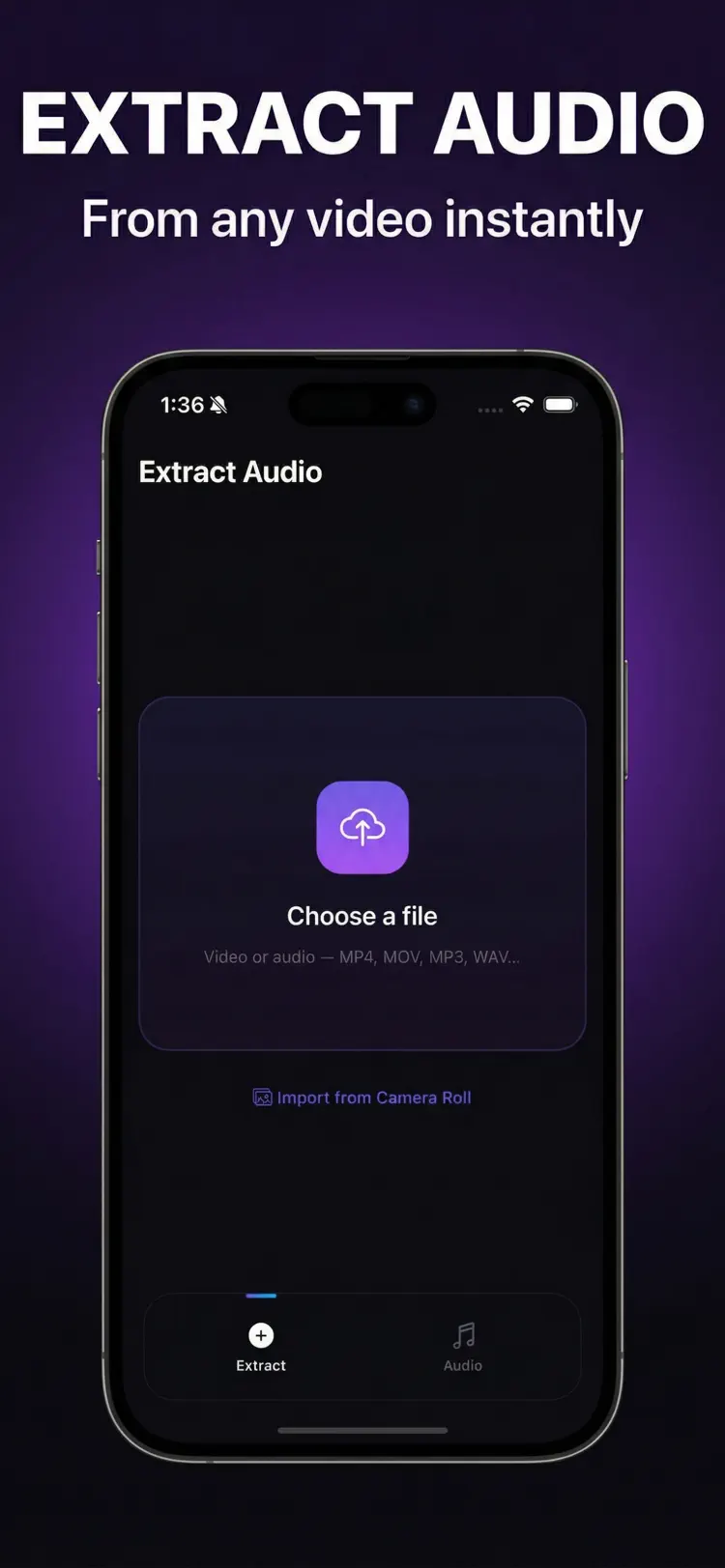 Audio Extractor: MP3 Converter saved results and sharing options