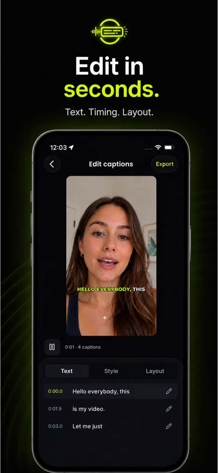 Captions being repositioned and resized on the video frame