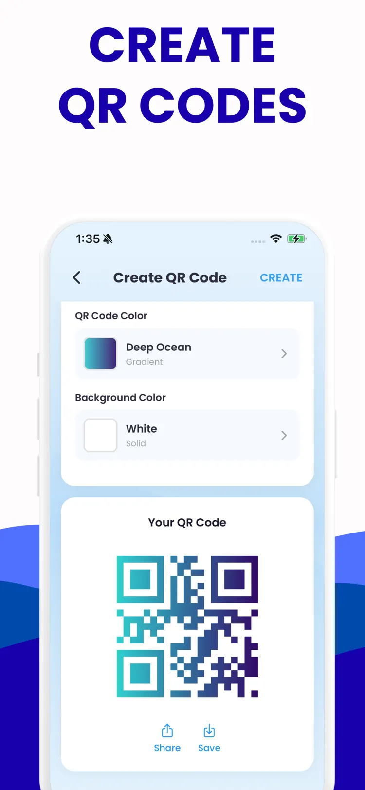Barcode Generator - QR Scanner settings and feature screen