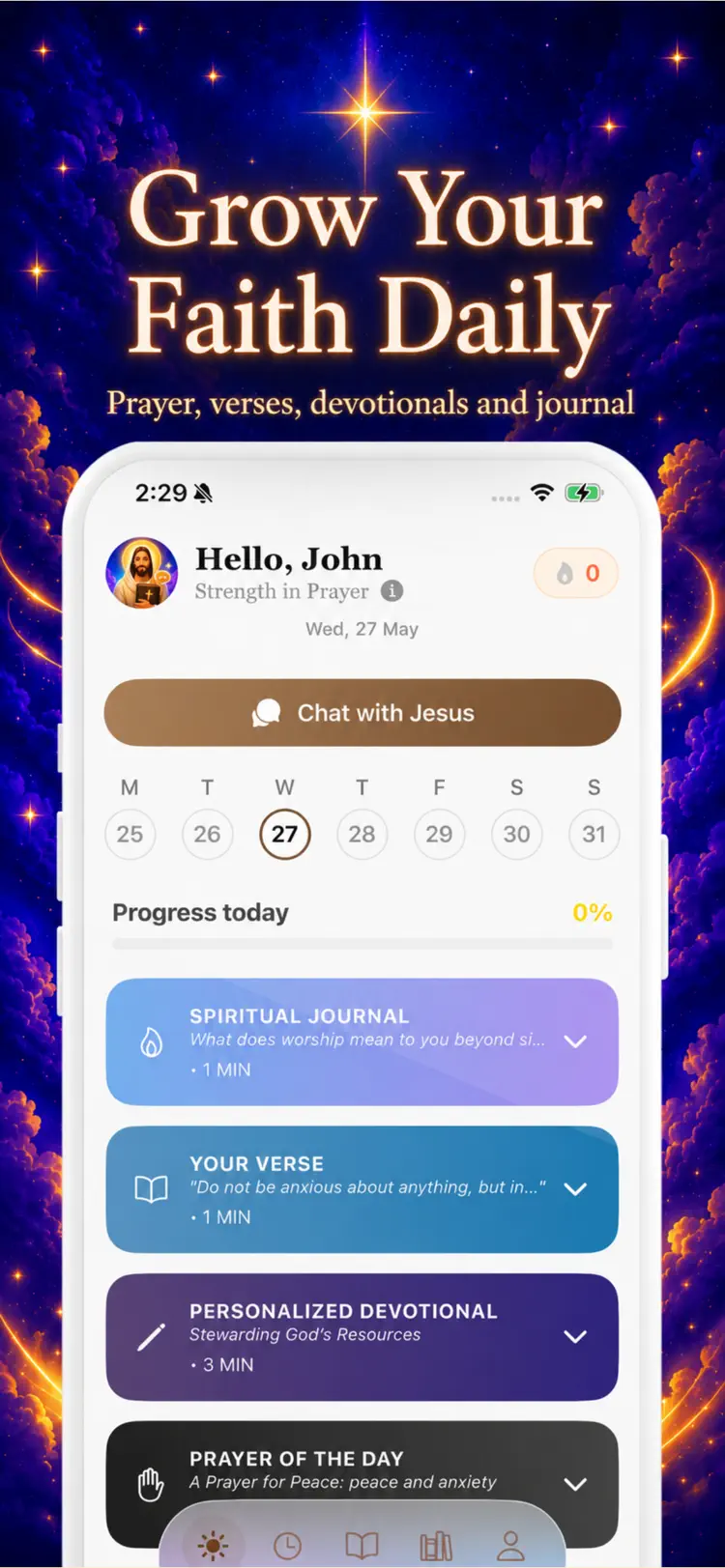Bible Chat - Daily Verse settings and feature screen