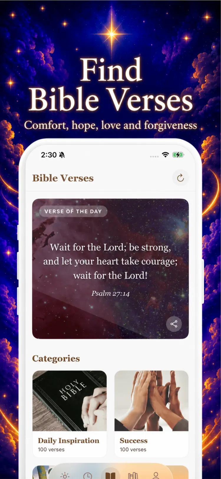 Bible Chat - Daily Verse saved results and sharing options