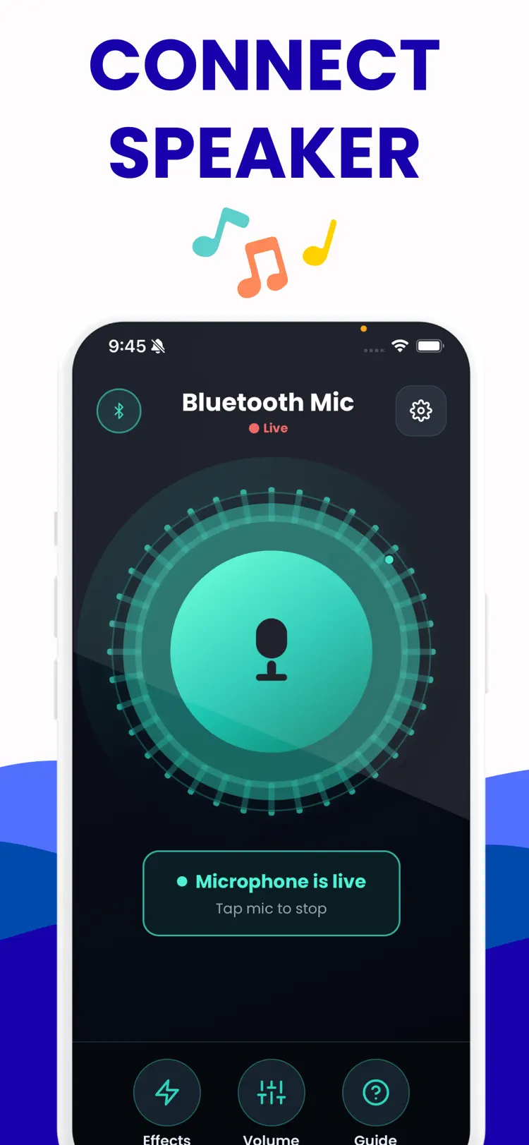Live voice monitoring screen with real-time audio feedback