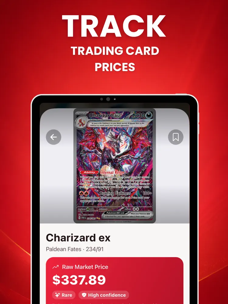 Card Value Scanner - PokéTCG saved results and sharing options