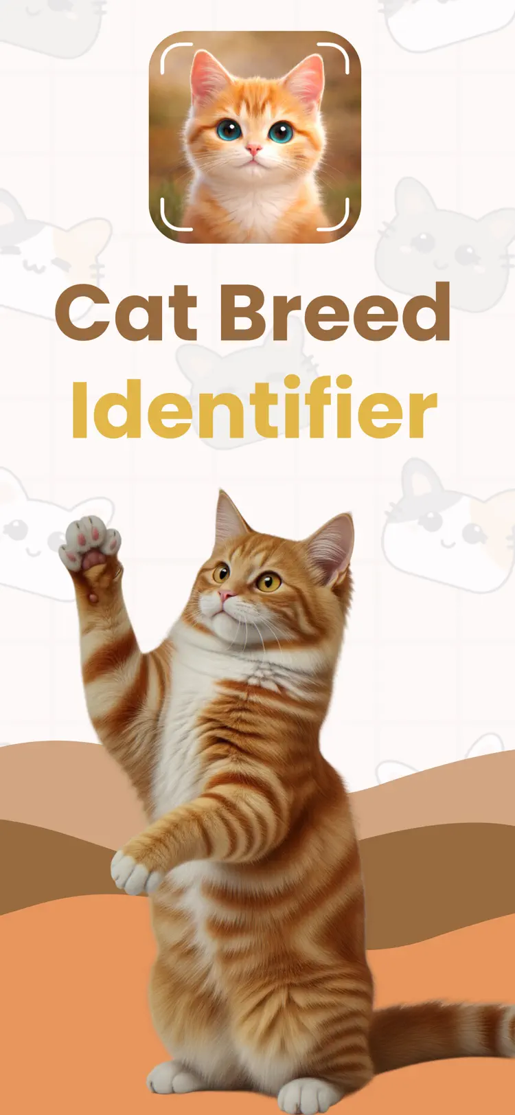 Cat Breed Identifier: Scanner iPhone app screen for identify items and review useful details