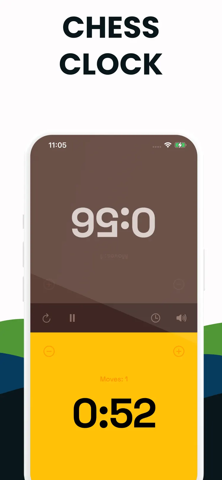 Chess Timer - Chess Clock main tools and options on iPhone