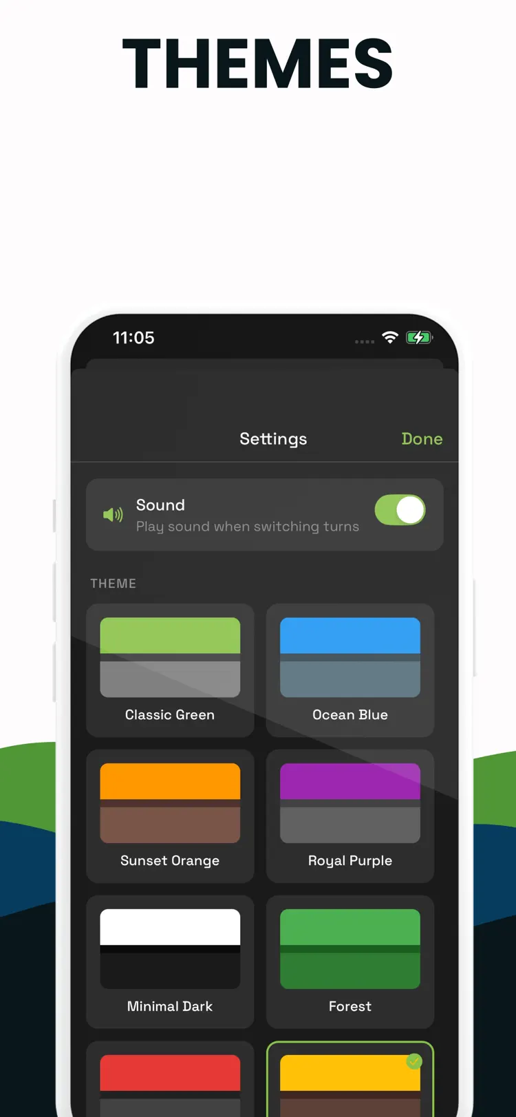 Chess Timer - Chess Clock settings and feature screen