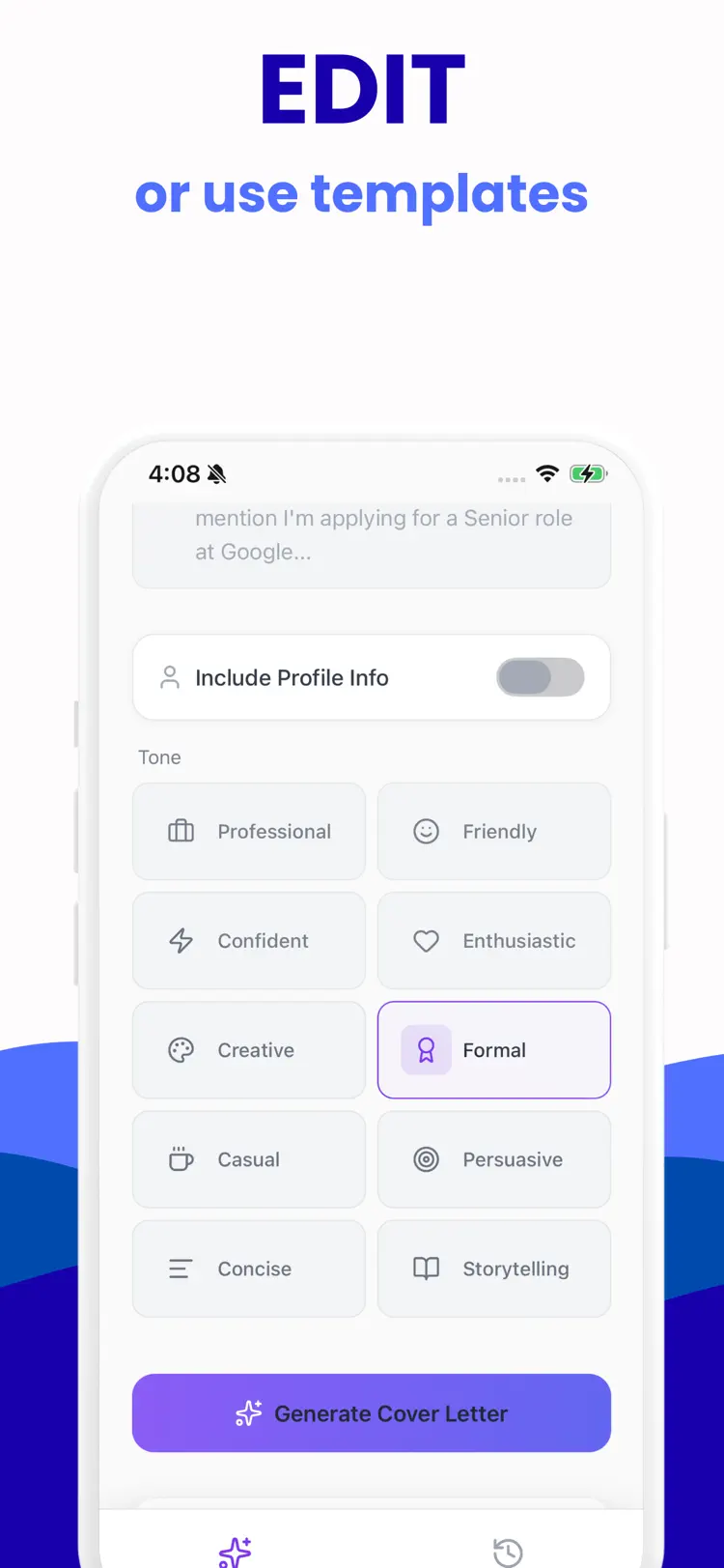 Cover Letter Creator - Get Job workflow and result preview