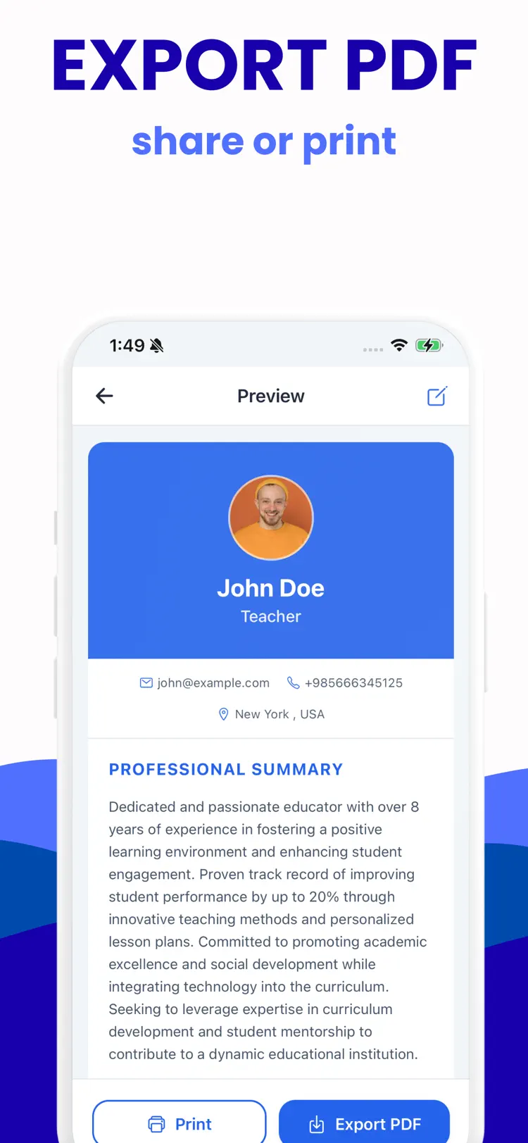 CV Builder: AI Resume Maker saved results and sharing options