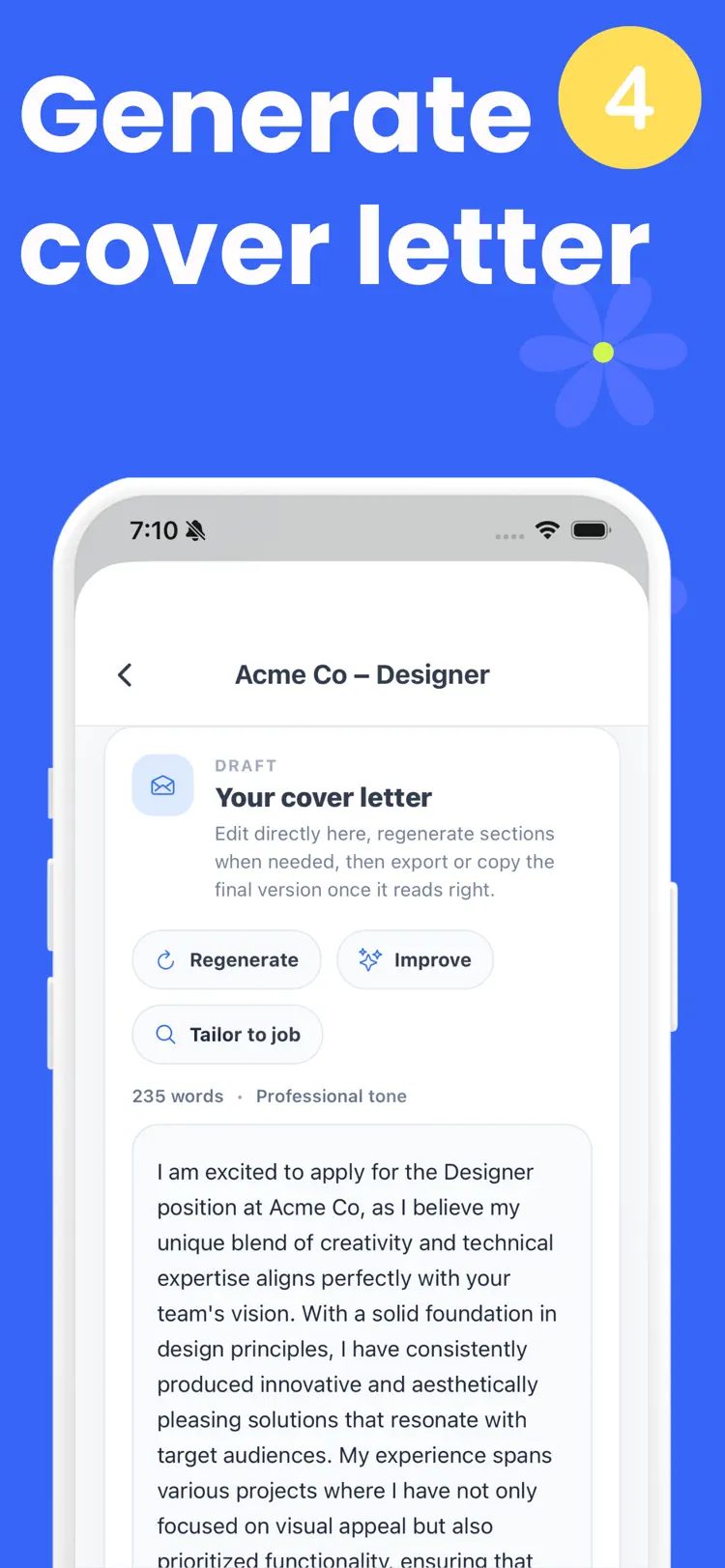 CV Resume Cover Letter Creator saved results and sharing options