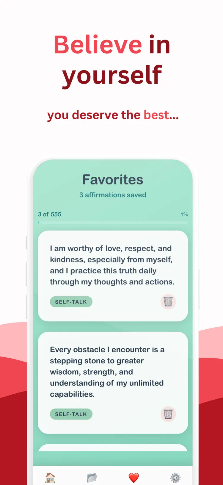 Daily Affirmations ・ Widgets saved results and sharing options