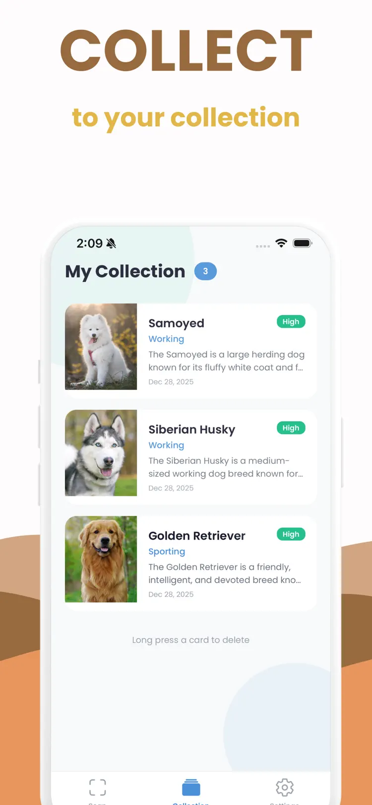 Dog Breed Identifier - Scanner settings and feature screen