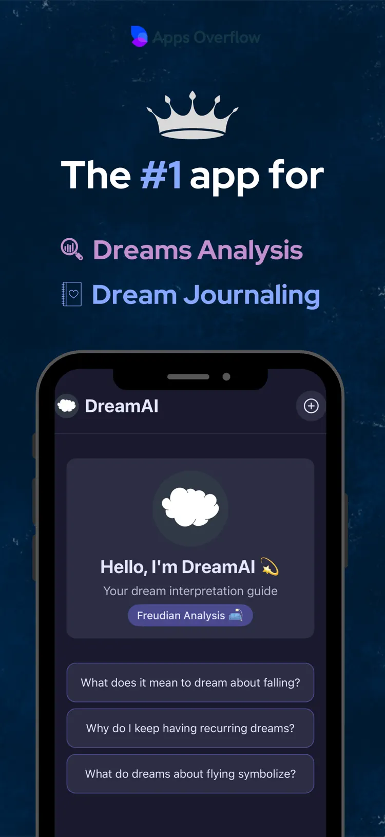 Dreams Analyzer: Interpretator iPhone app screen for record and interpret dreams