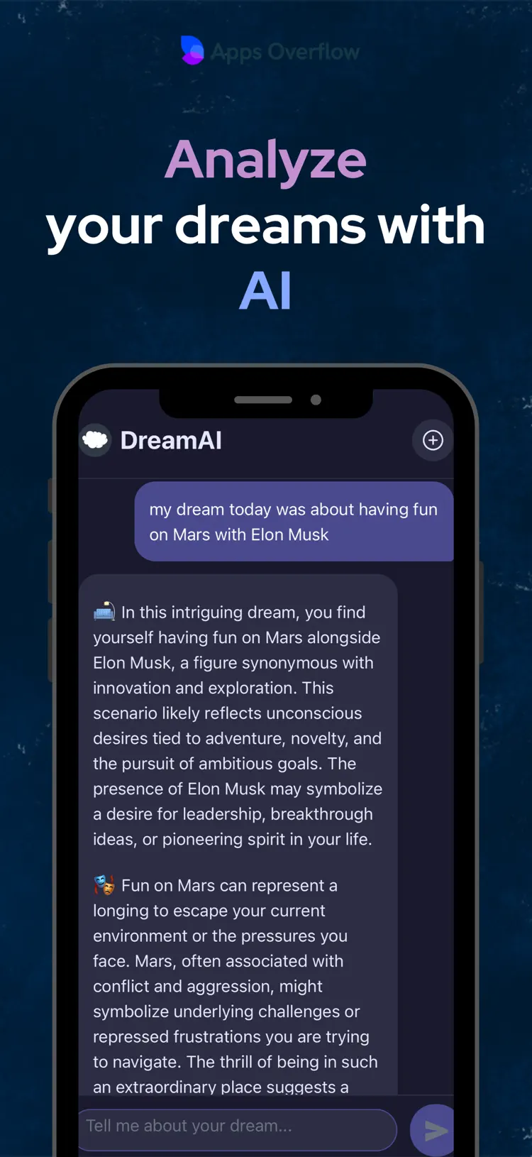 Dreams Analyzer: Interpretator main tools and options on iPhone