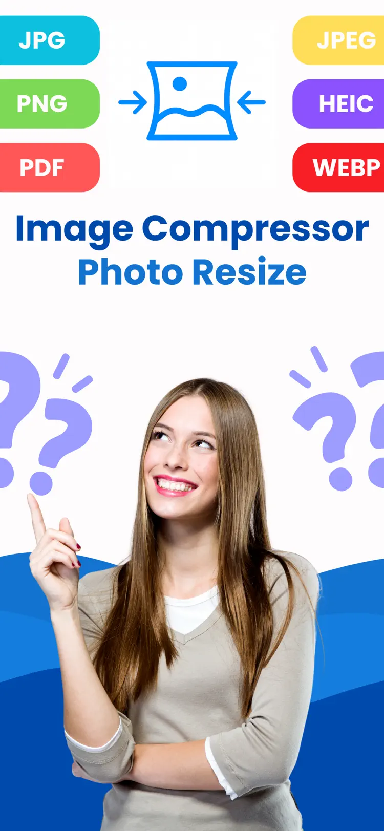 Image Compressor: Resize Photo iPhone app screen for compress and resize images