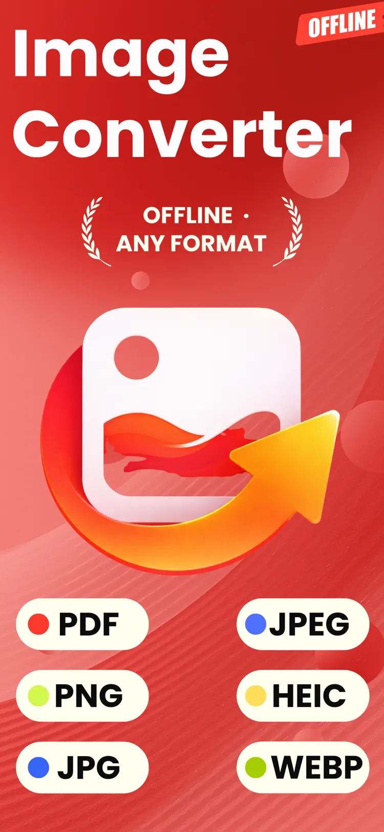 Image Converter: JPEG HEIC PDF iPhone app screen for convert images between common formats