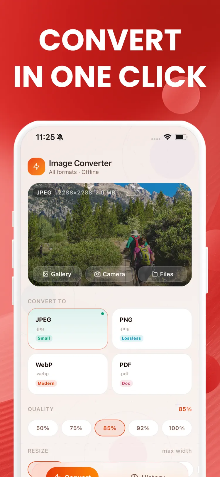 Image Converter: JPEG HEIC PDF main tools and options on iPhone