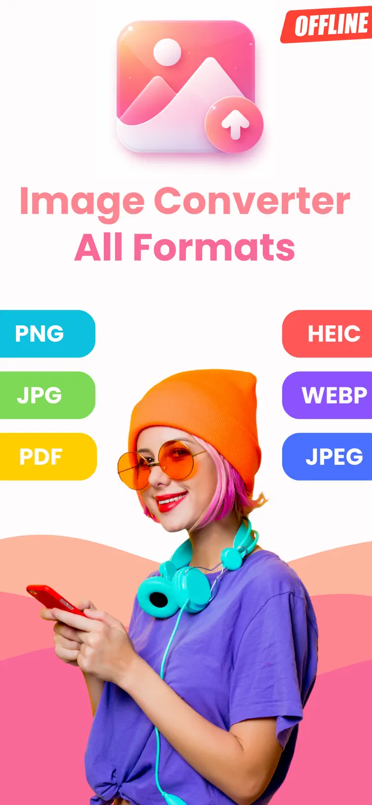 Image Converter: PNG HEIC JPG iPhone app screen for convert images between common formats