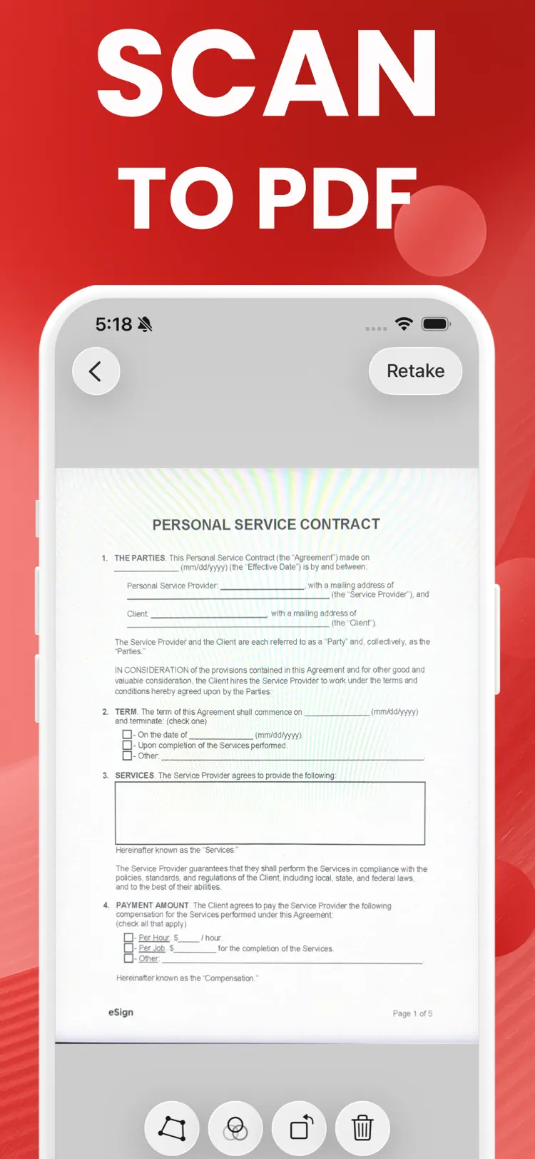 Image to PDF Converter: Photo main tools and options on iPhone