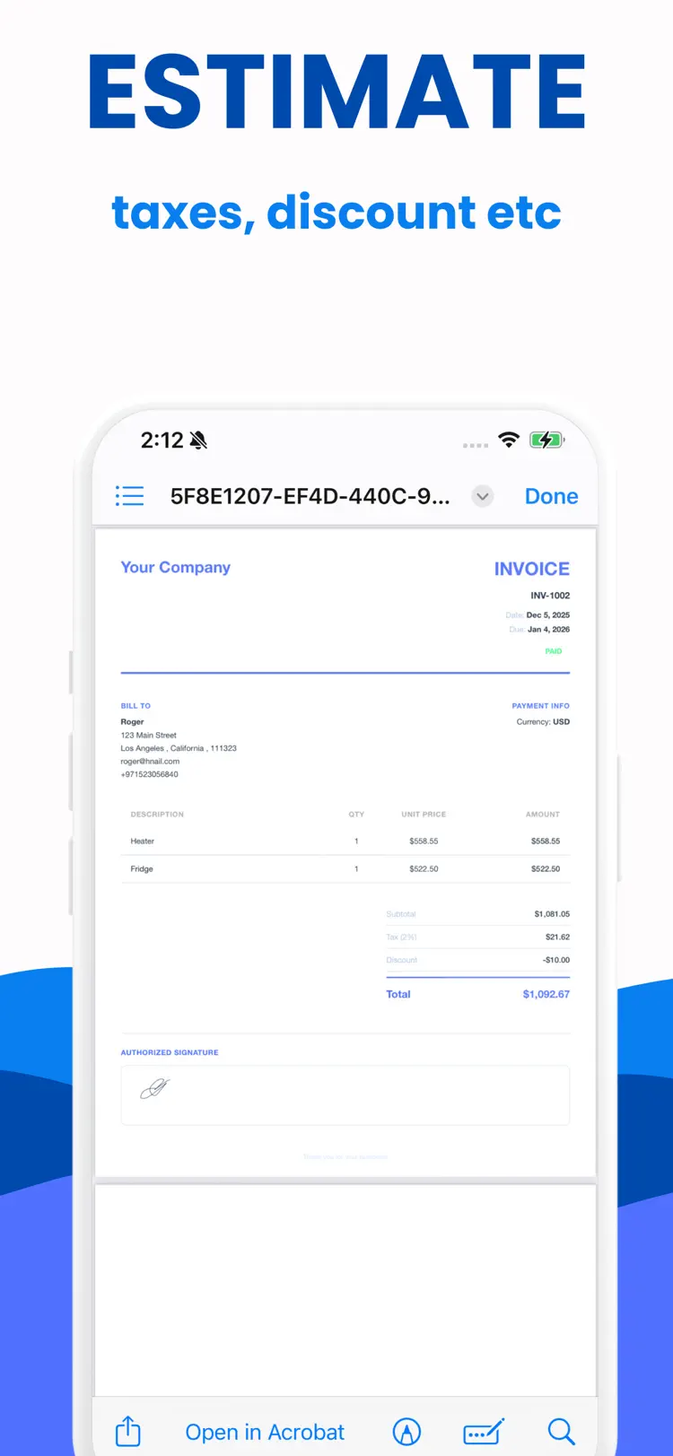 Invoice Generator: Maker ASAP workflow and result preview