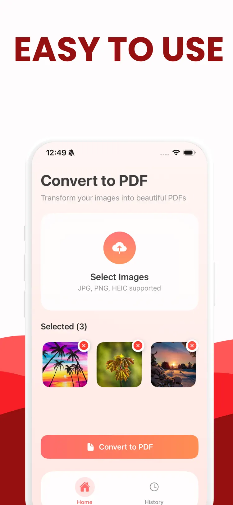 JPG to PDF: Convert Picture to main tools and options on iPhone