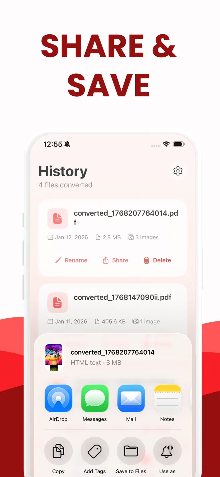JPG to PDF: Convert Picture to workflow and result preview