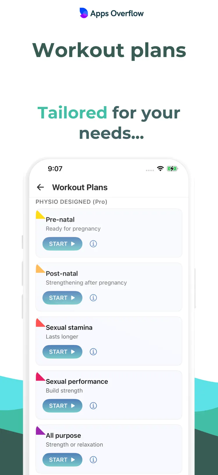 Kegel Time: Improve Sex Health settings and feature screen