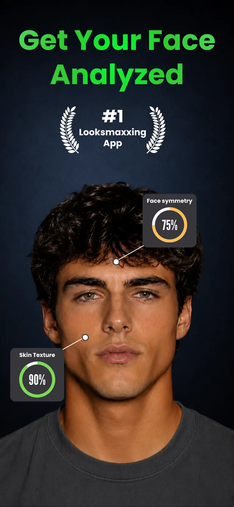 Looksmaxxing AI: LooksMax Face iPhone app screen for explore appearance and grooming feedback