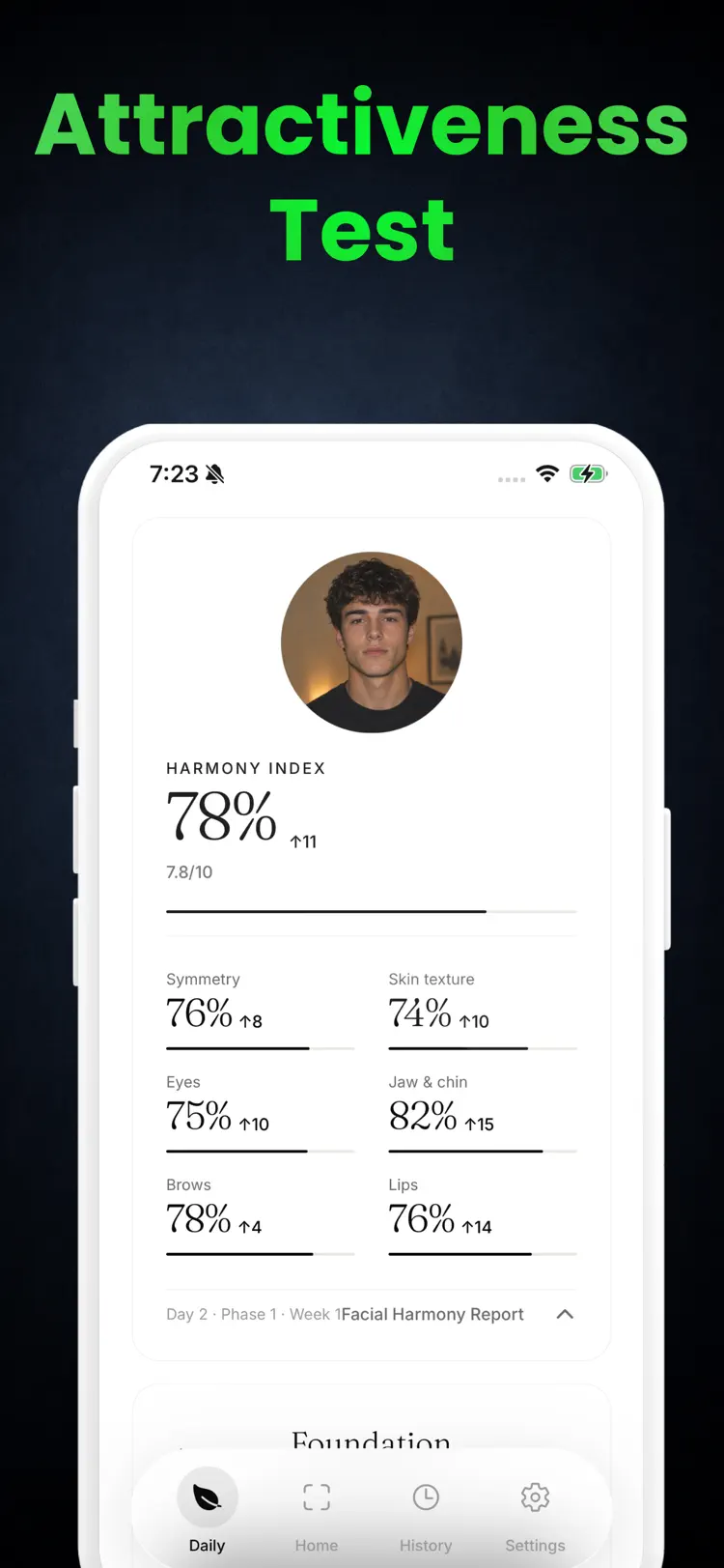 Looksmaxxing AI: LooksMax Face main tools and options on iPhone