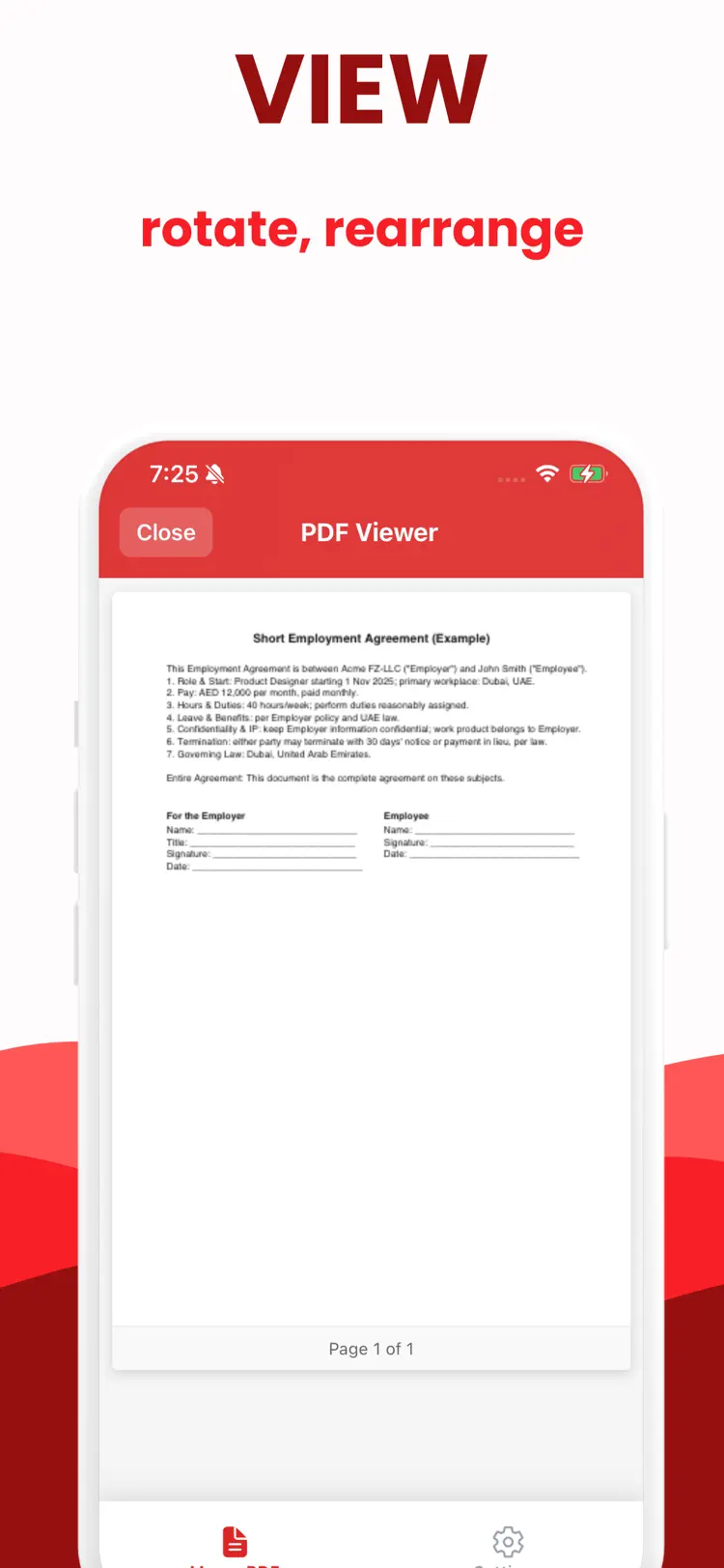 Merge PDF: Combine PDF & Split settings and feature screen