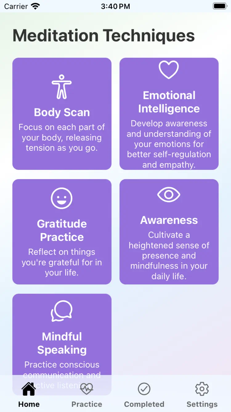 Mindful Cards: Stress Relief workflow and result preview
