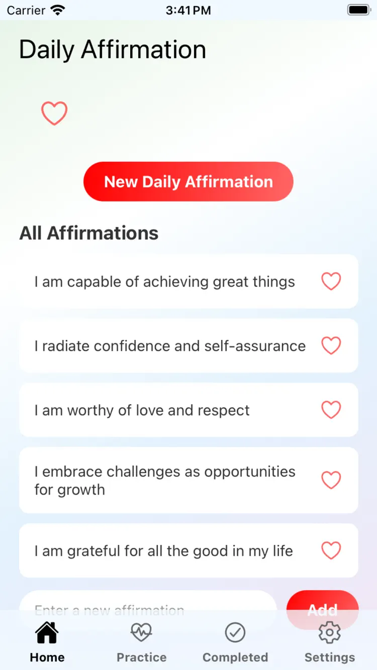 Mindful Cards: Stress Relief settings and feature screen