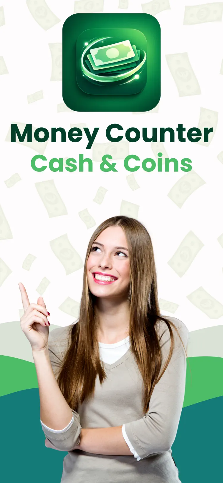 Money Counter: Cash & Coins iPhone app screen for count cash and coins