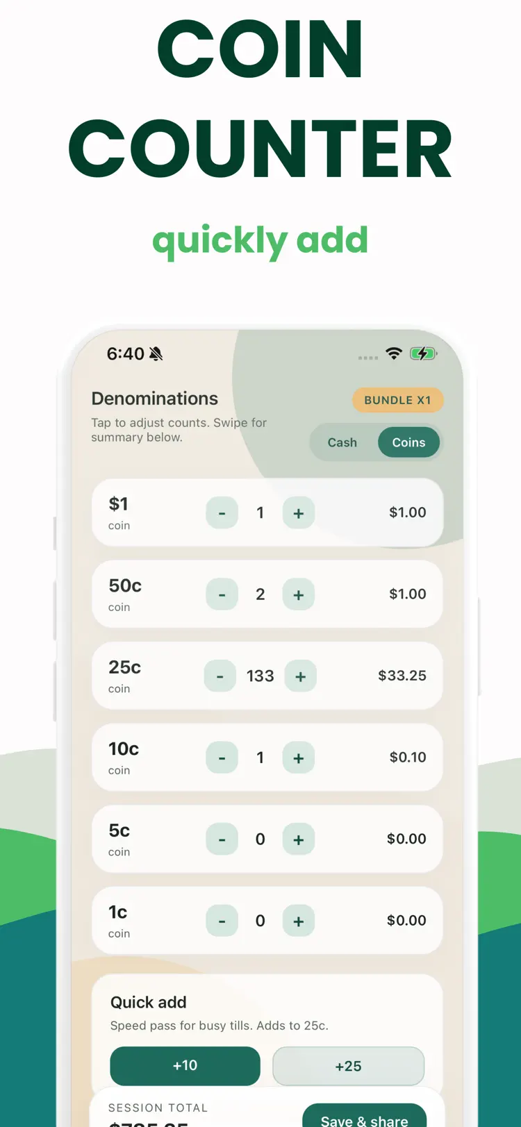 Money Counter: Cash & Coins workflow and result preview