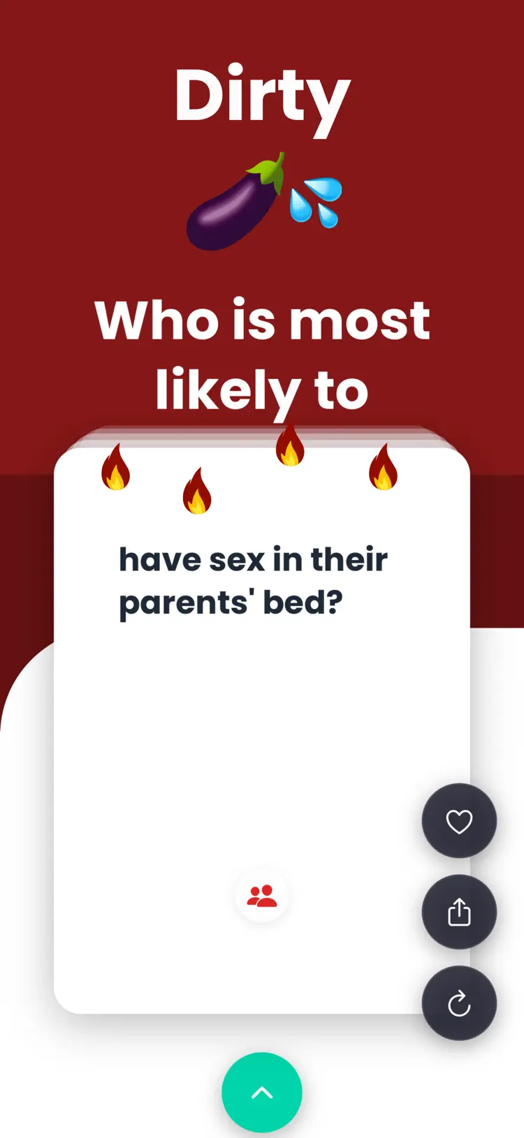 Most Likely To: Dirty Adult main tools and options on iPhone