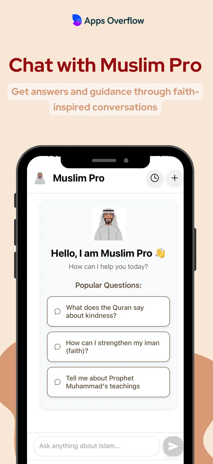 Muslim Pro: Quran, Prayer&Dua iPhone app screen for follow Quran, prayer, and dua resources
