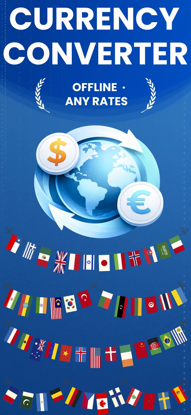 My Currency Converter - Rates iPhone app screen for convert currencies and check rates