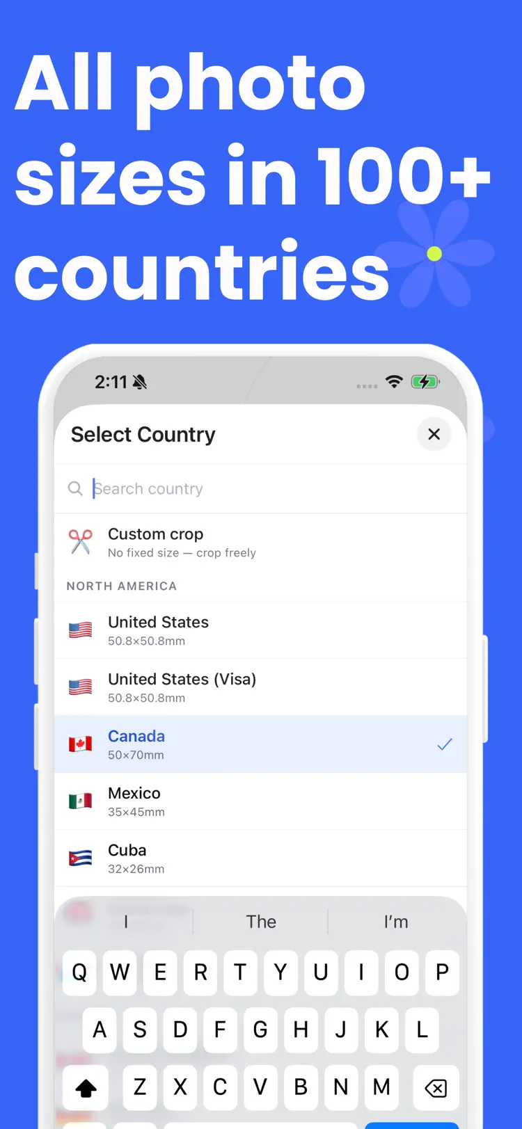 Passport Photo: Photo Maker ID settings and feature screen