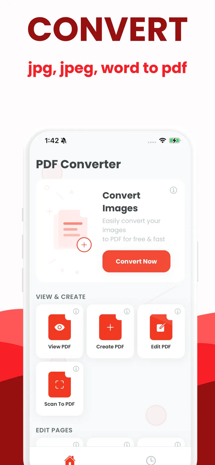 PDF Converter • Convert to PDF main tools and options on iPhone