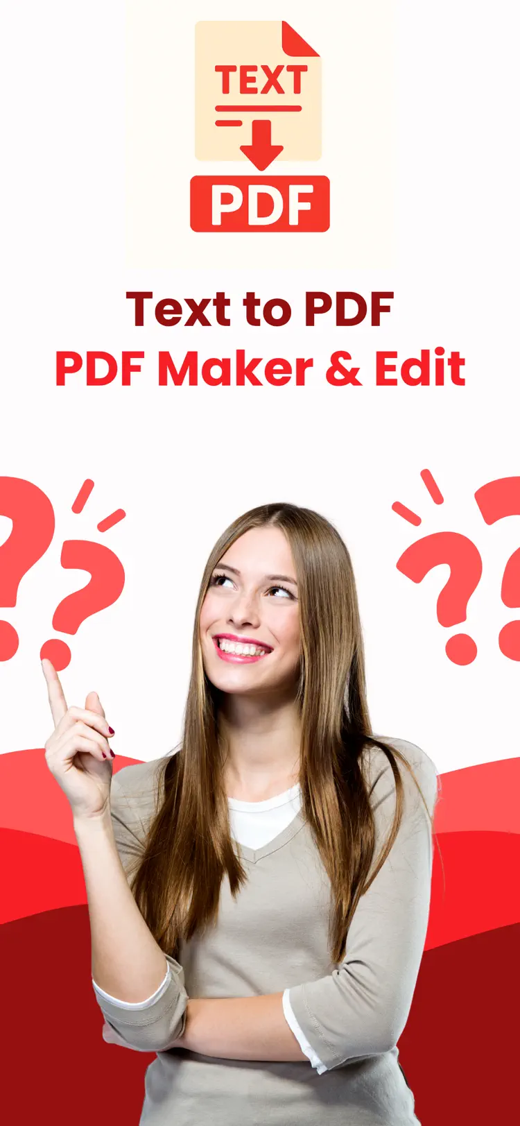 PDF Maker & Edit: Text to PDF iPhone app screen for create and edit PDF documents