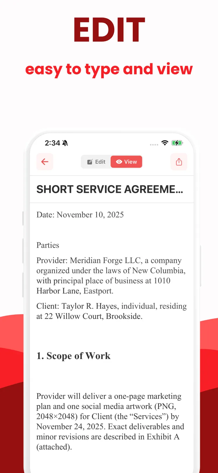 PDF Maker & Edit: Text to PDF settings and feature screen