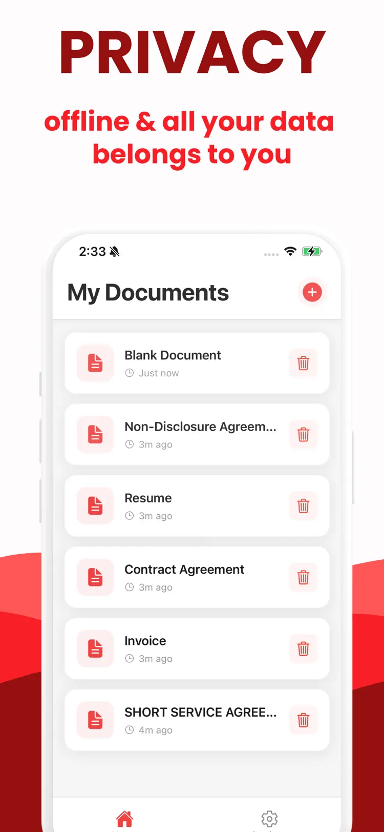 PDF Maker & Edit: Text to PDF saved results and sharing options