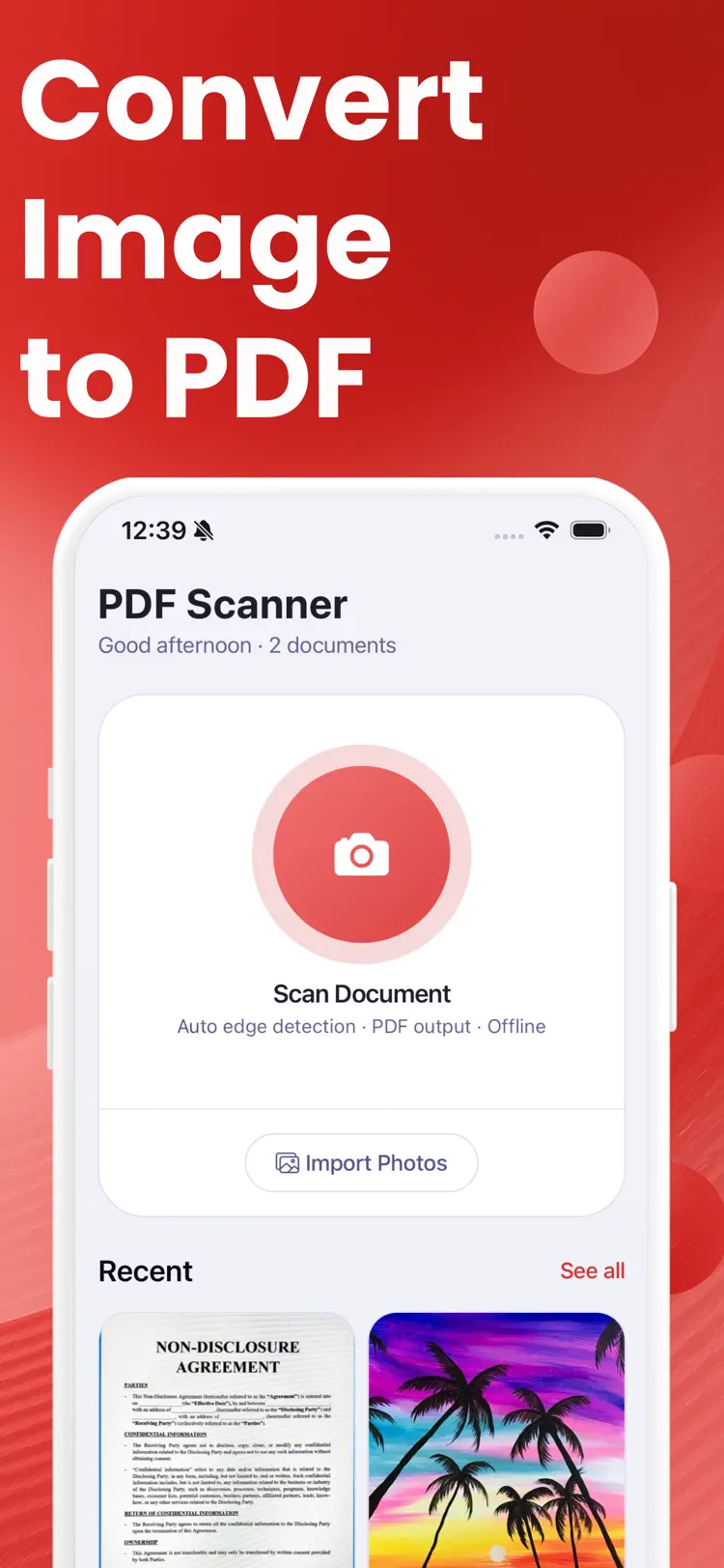 PDF Scanner: Scan Documents AI workflow and result preview
