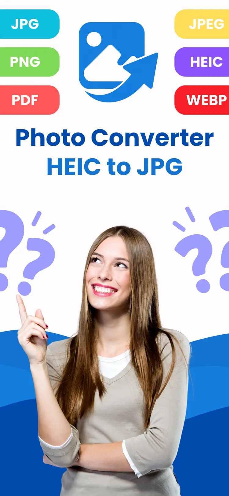 Photo Converter: HEIC to JPG iPhone app screen for convert images between common formats