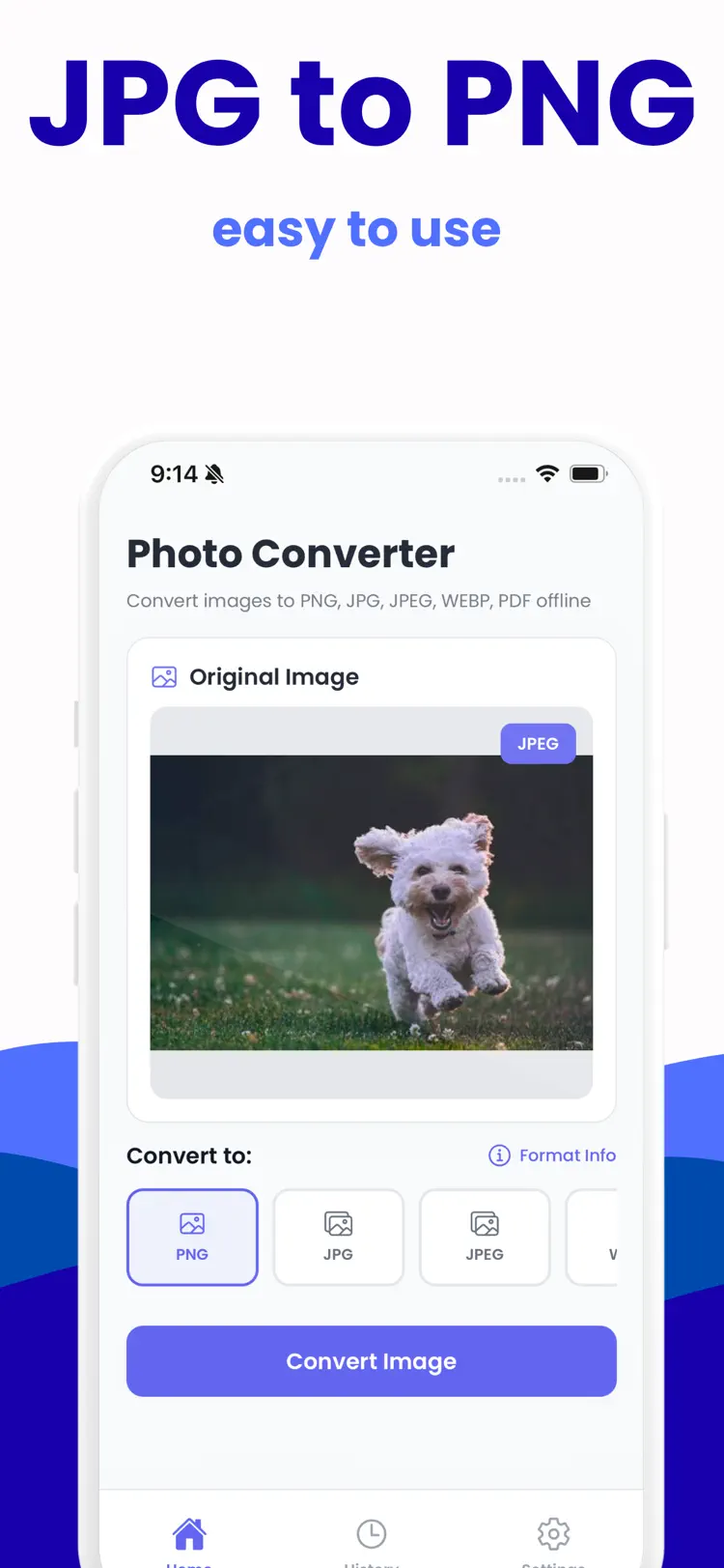 Photo Converter: HEIC to JPG settings and feature screen