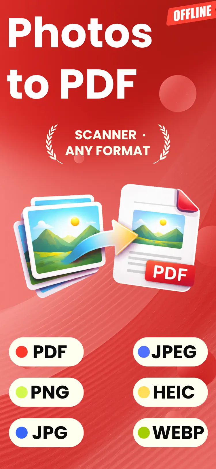 Photos to PDF Converter: Image iPhone app screen for convert photos and images to PDF