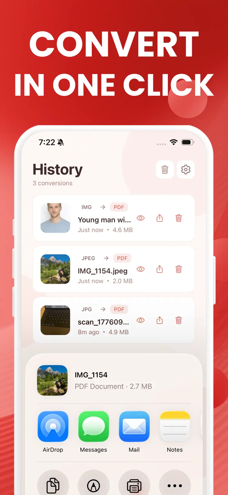 Photos to PDF Converter: Image main tools and options on iPhone