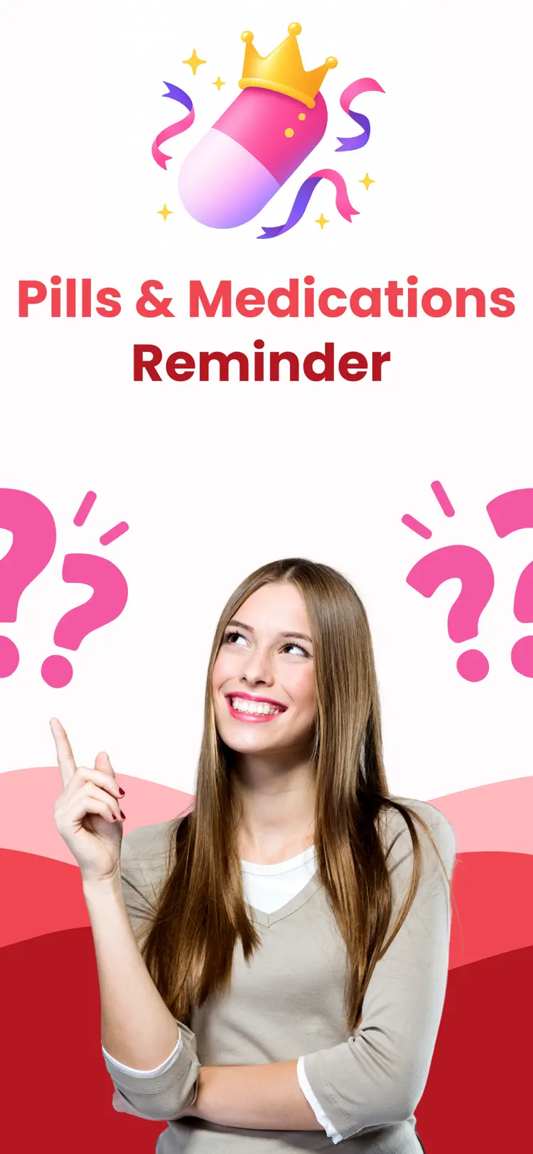 Pill Reminder & Medicine Alarm iPhone app screen for schedule medicine reminders