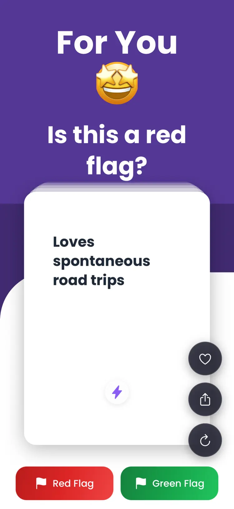 Red Flag: Couple Questions saved results and sharing options